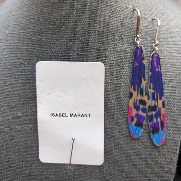 Isabel Marant - Blue / Silver Ikat Enamel Drop Earrings - Picture 1 of 6